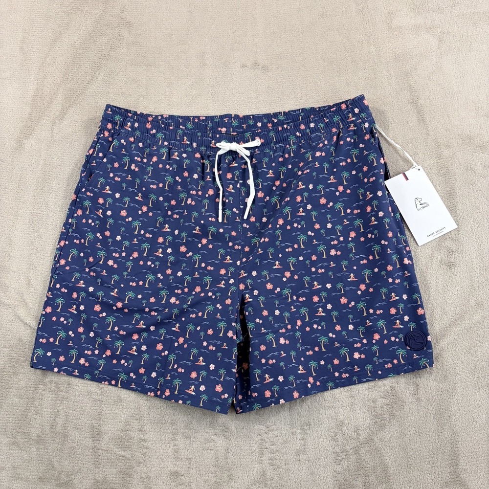 Rhoback Mele‎ Kalikimaka Medley Swim Trunks Men 3XL Admiral Navy Liner Beach NWT
